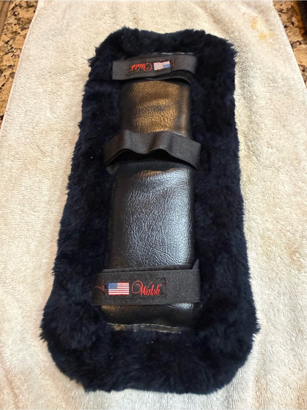 Walsh brand Navy fleece equestrian driving cart back pad with Straps